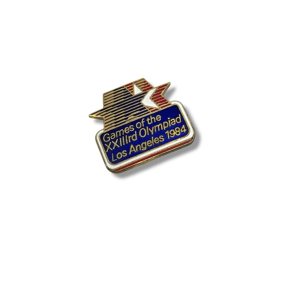 1984 Olympic Los Angeles USA Summer Games Official Star in Motion Logo Pin Badge - Picture 1 of 3